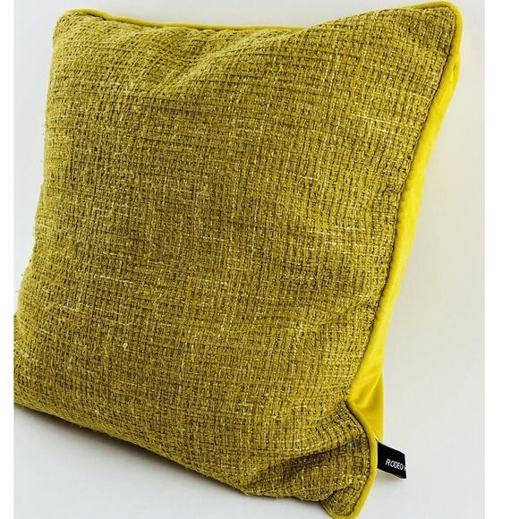 Rodeo Home Throw Pillow Yellow Gold Mustard Chenille Texture Down Feather Filled - Picture 2 of 13